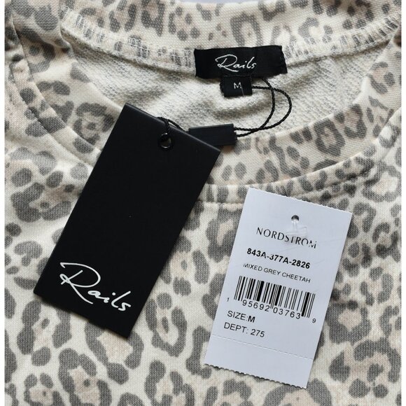 RAILS NWT ALICE COTTON BLEND MIXED GREY CHEETAH SWEATSHIRT. SIZE M - Picture 8 of 11